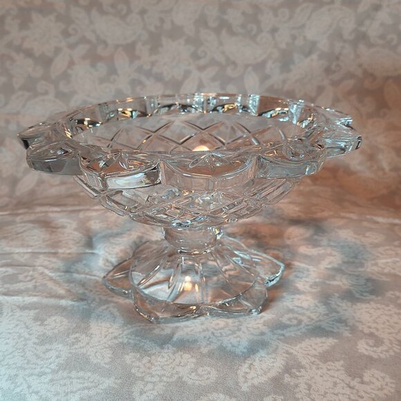 Vintage Polonia Crystal Pedestal Compote/Candy Bowl - Picture 2 of 9